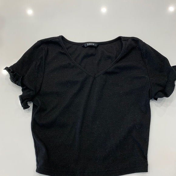Ruffle Sleeve Black Top - Picture 1 of 3